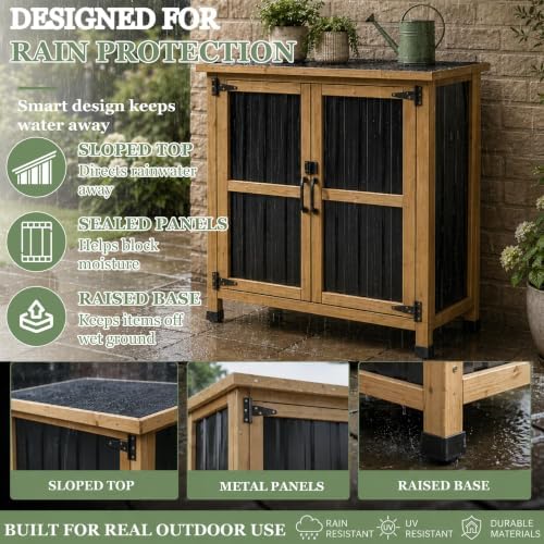 Gowoodhut Outdoor Storage Cabinet Garden Shed Box for Tools Pool Accessorie