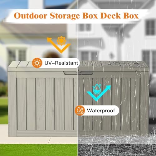 Outdoor Deck Storage Box, 75 Gallon Deck Box,Lockable Patio Storage Bench