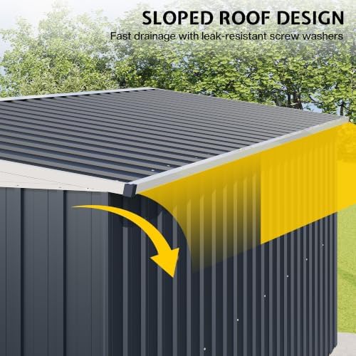 AMERLIFE 8x10x6 FT Outdoor Shed with Storage Shelf for Backyard