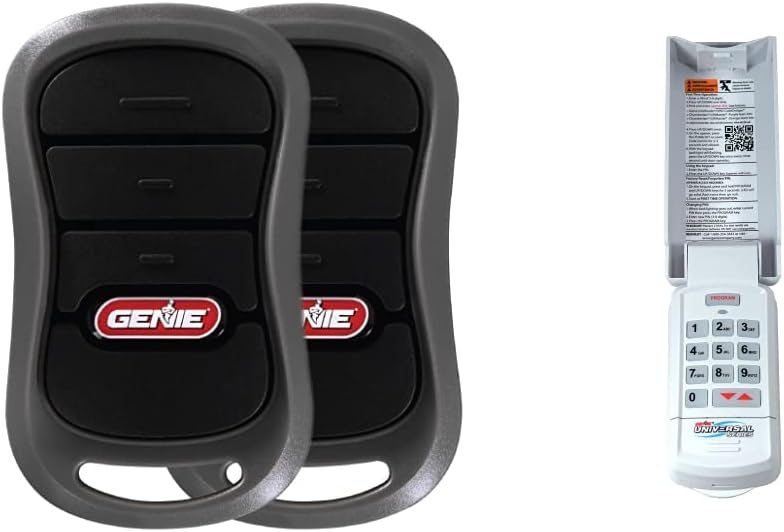 Genie 3-Button Garage Door Opener Remotes (2 Pack) and Genie Genuine GUK-R Wireless Universal Garage Door Opener Keypad