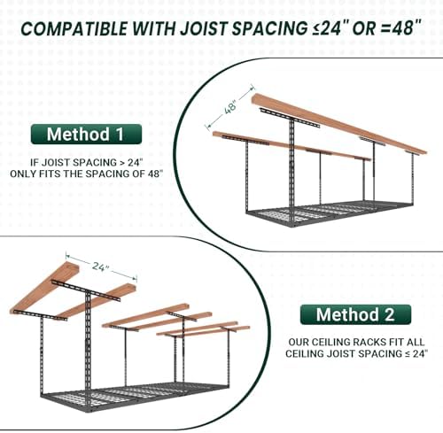 3x8 FT Overhead Garage Storage Rack,750LBS Weight Capacity