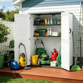 ZYJOYY Outdoor Storage Shed, 59 Cuft Outside Waterproof Storage Cabinet, HDPE Resin Plastic 385 Gallon Outdoor Storage Container, Vertical Lockable Storage Shed (Light Grey, 59 cuft/No Shelves)