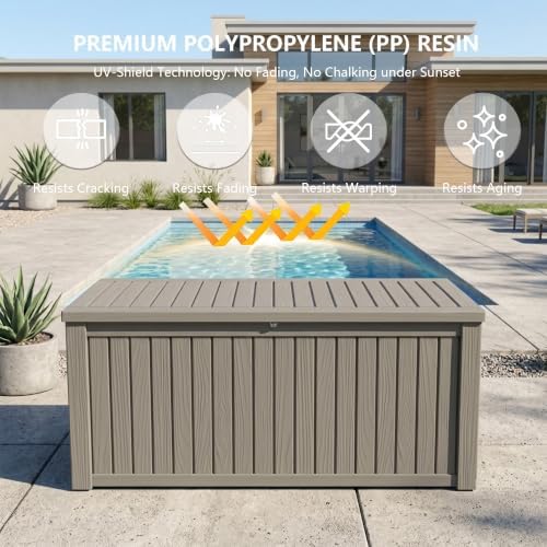 Outdoor Storage Box,200 Gallon Waterproof Deck Box [Upgraded 3.0]