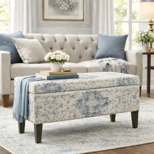 HomePop 36" Decorative Storage Bench - Antiqued Blue