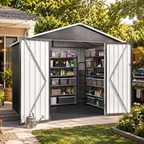 Aoxun 8x6 FT Shed Outdoor Storage Shed with Floor Black