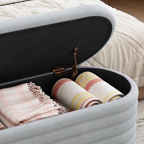 40 inch Upholstered Storage Ottoman Bench,Ready to go,Light Grey