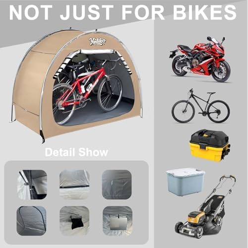 Bicycle Cover Fits 2-3 Bikes, Outdoor Bike Shed, Bike Tent (Beige)