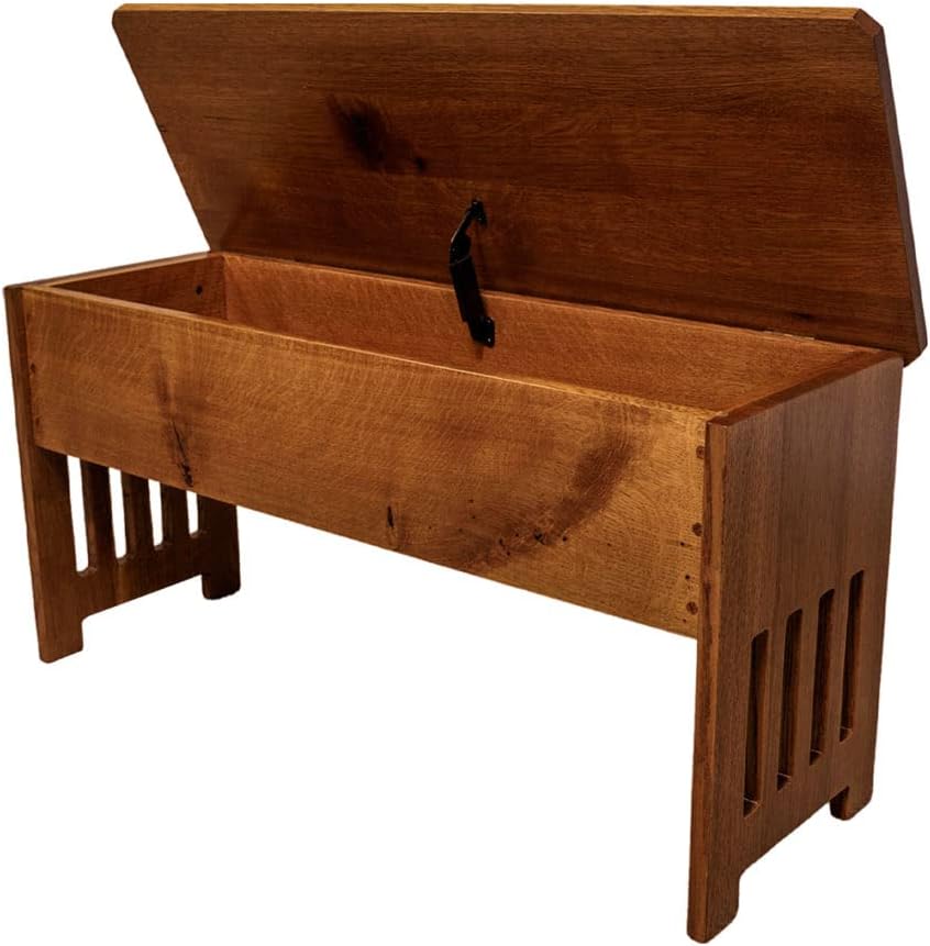 rustic red door co. wooden storage bench for, close-up detail