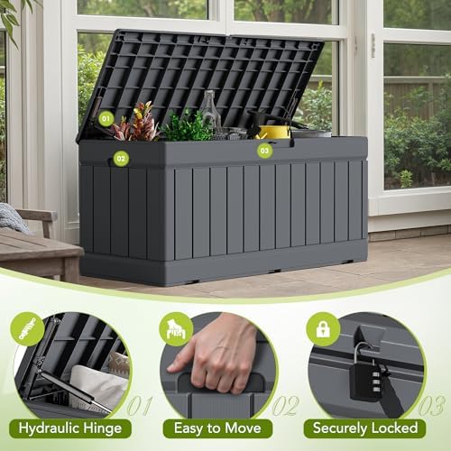 Devoko 78 Gallon Deck Box, Waterproof Resin Outdoor Storage Box