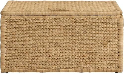 eHemco Water Hyacinth Blanket Storage Trunk, Natural, 36 x 20 x 18.5