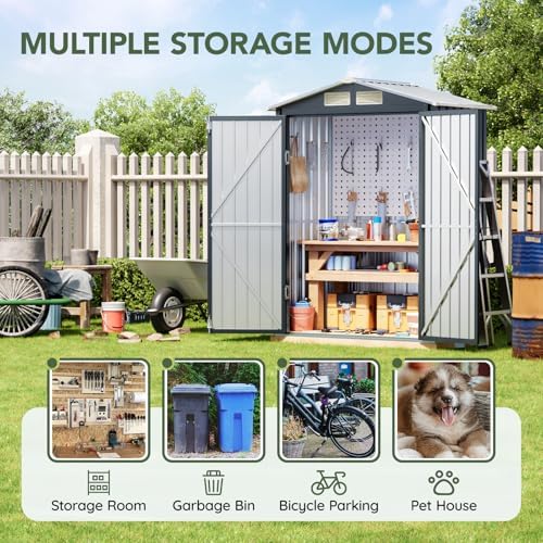 5 x 3 FT Metal Storage Shed for Backyard,Nightblue