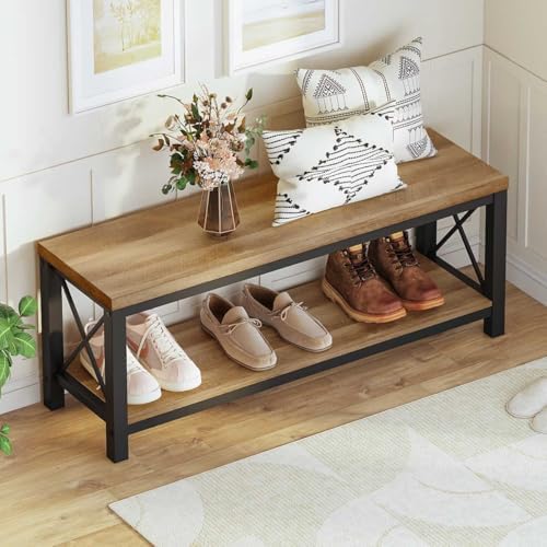 BON AUGURE Entryway Shoe Bench for Mudroom, Farmhouse Bench with Storage