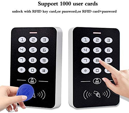 Access Control System Kit 125KHz RFID Keypad + DC12V 3A Power Supply Controller + Door Exit Button + 10pcs Keyfobs Card for Home Alarm Wooden/Metal/Glass Door