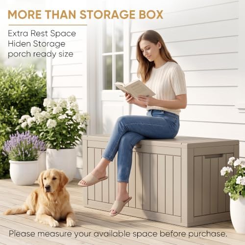 150-Gallon Lockable Deck Boxes, Waterproof Outdoor Storage Box for Patio