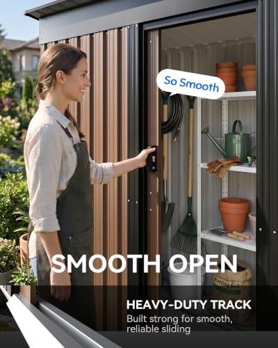 5x3 FT Metal Outdoor Storage Shed with Sliding Doors & Lock