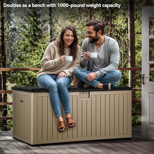 YITAHOME 260 Gallon Large Deck Box with Divider & Side Handles