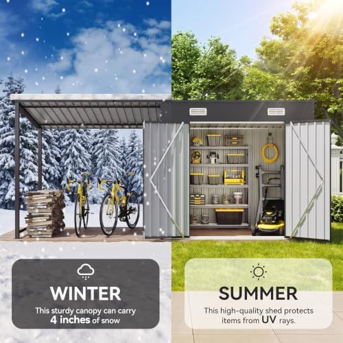 Aoxun 12'x3.5' Outdoor Storage Shed & Hardtop Gazebo Combo Black