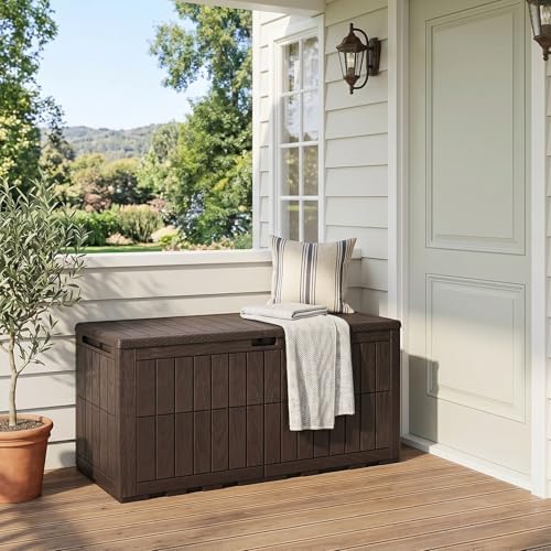 Tangkula 100 Gallon Outdoor Storage Box with Lockable Lid