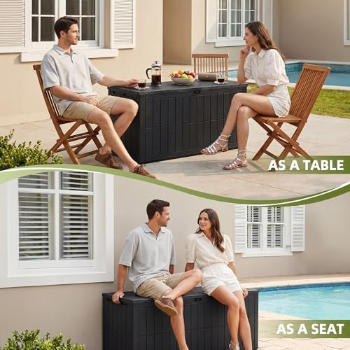 UDPATIO 100 Gallon Deck Box, Waterproof Resin Outdoor Storage Box for Patio