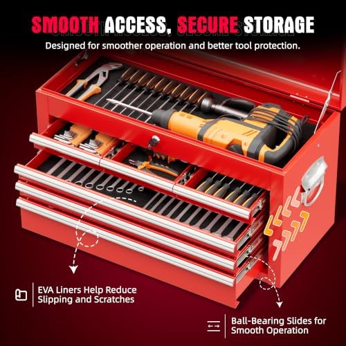 Bonusall 8 Drawer Rolling Tool Chest and Cabinet Combo,Heavy-Duty Metal Garage Tool Chest with Wheels and 2 Doors,2-in-1 Top Box and Roller Cabinet Combo for Garage, Workshop, Warehouse-Red