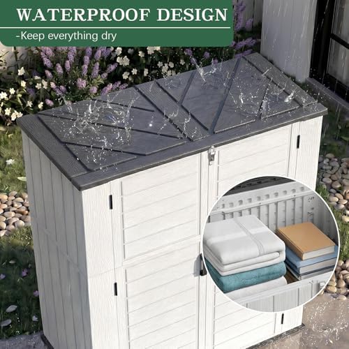 Outdoor Storage Shed Resin Waterproof Storage Cabinet for Patio Garden