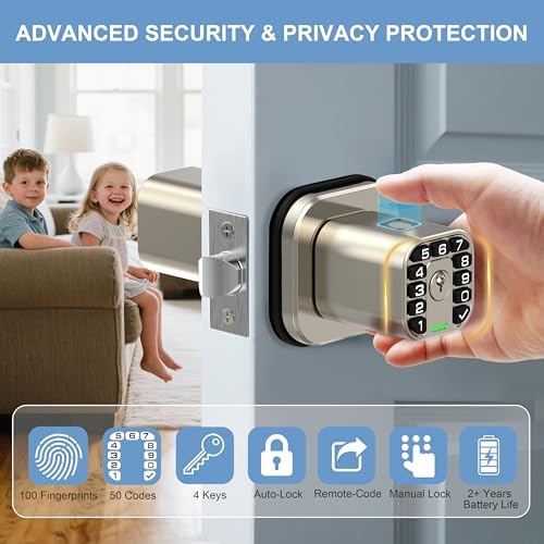 Richelock IU53 Double-Sided Fingerprint & Keypad Door Lock, All-Weather, Fully Waterproof Biometric Entry with Dual-Sided Codes, Same Key Both Sides for for Outdoor, Indoor, Gate, Fence