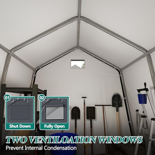 GARTOO 8' x 14' Outdoor Storage Shelter Shed, Gray
