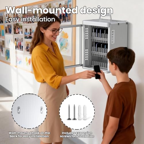 Glosen 36 Slots Cell Phone Locker with Key for Classroom, Phone Storage Box