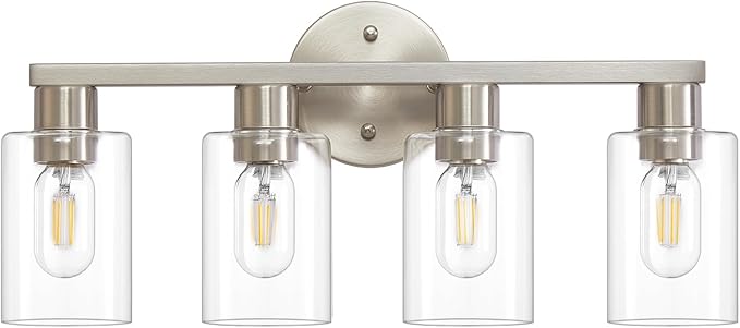 4 Light Bathroom Vanity Light, Brushed Nickel 4-Light Bathroom Light Fixtures