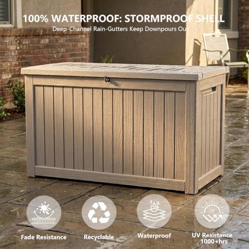 Outdoor Storage Box,270 Gallon Waterproof Deck Box [Upgraded 3.0]