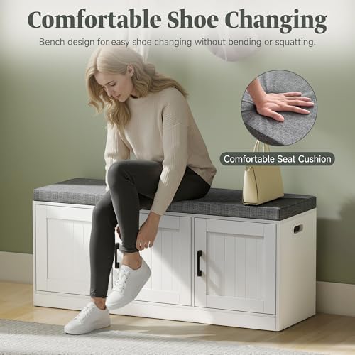 Turosur Shoe Storage Bench for Entryway with Padded Seat Black