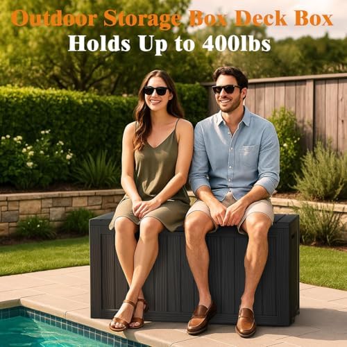 Outdoor Deck Storage Box, 75 Gallon Deck Box,Lockable Patio Storage Bench
