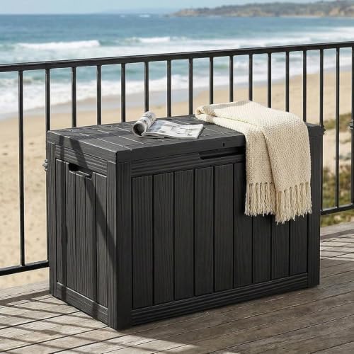 ROJIK 55 Gal Waterproof Deck Box Durable Outdoor Storage Box