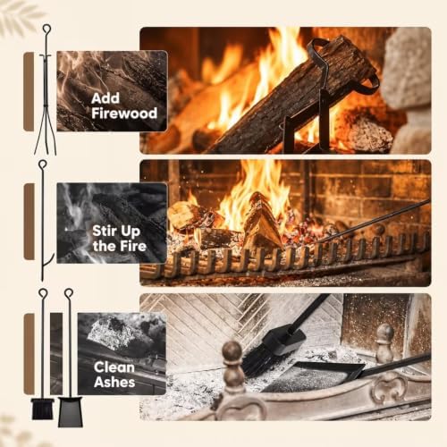 Tangkula 30'' Firewood Log Rack with 4 Tools Set for Indoor & Outdoor