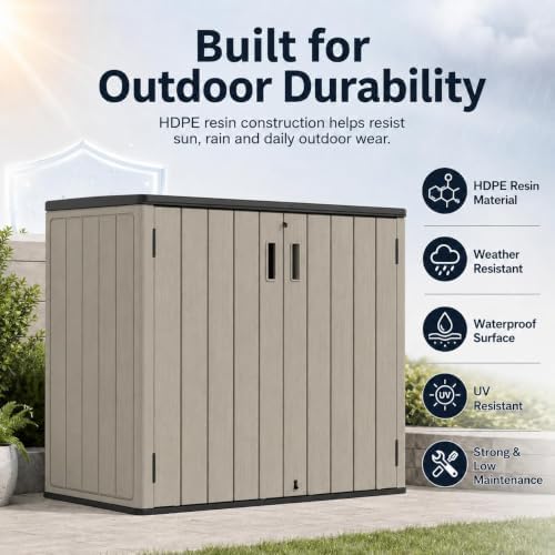 ADDOK Outdoor Storage Cabinet, 37 Cu.Ft Horizontal Resin Storage Shed