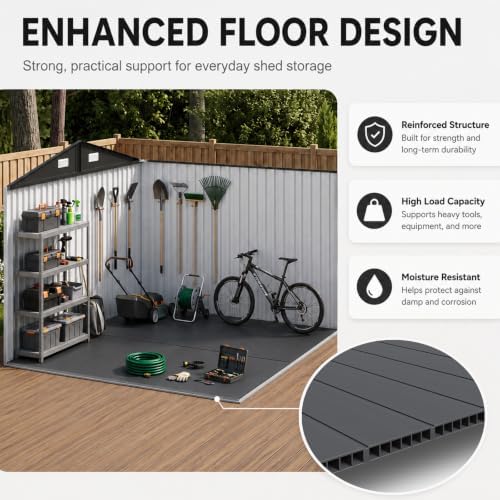 Aoxun 10x8 FT Shed Outdoor Storage Shed with Floor Black