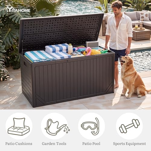 YITAHOME 300 Gallon Extra Large Double-Wall Outdoor Storage Box, Waterproof