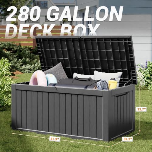 KAMABOKO 280 Gallon Outdoor Storage Box Waterproof Deck Box for Patio
