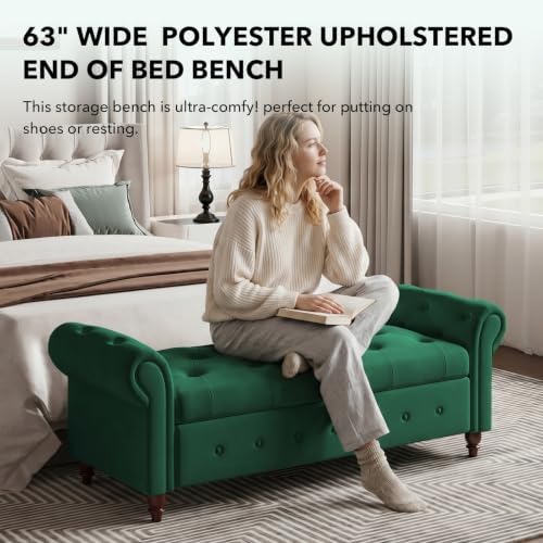 Storage Bench, End of Bed Bench with Pull Ring Design