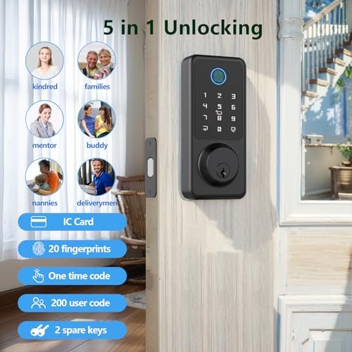 Smart Door Lock, Fingerprint Door Lock with Touchscreen Keypad