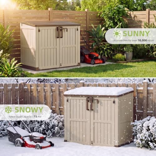 Bifanuo 36 Cu Ft Resin Outdoor Storage Shed, Horizontal Storage Cabinet
