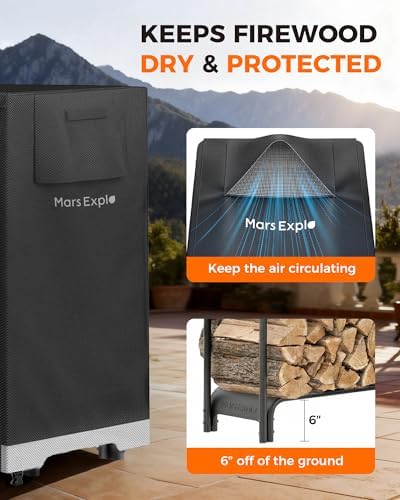 3ft Firewood Log Rack with Cover Outdoor, Heavy Duty Indoor Outdoor Firewood Storage Log Rack with Cover Combo Set Black