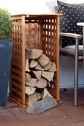 Dobar® Green Label 29097 FSC Firewood Rack - Compact Solid Wood Firewood Shelter, 0.08 m³, 39 x 39 x 85 cm, Brown