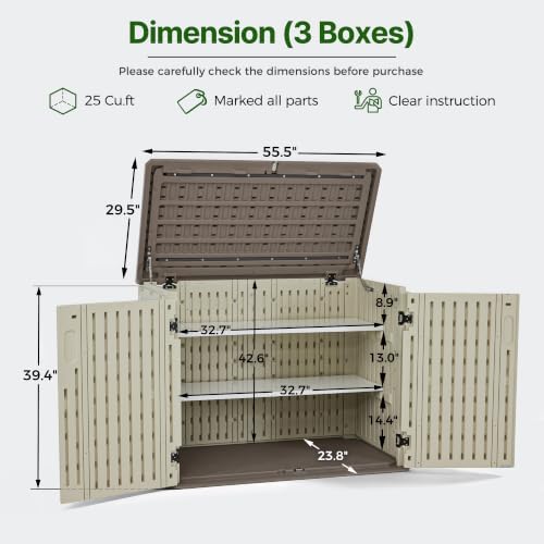 Macrout 25 Cu Ft Outdoor Storage Cabinet with Shelves, Waterproof ST5737