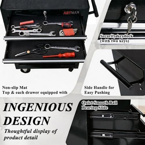 7 Drawers Rolling Tool Chest on Wheels, Multifunctional Tool Cart Tool Storage, Drawers Rolling Tool Trolley Organizer Tool Case for Garage,Warehouse,Workshop,Repair Shop (7 Drawers-Black)