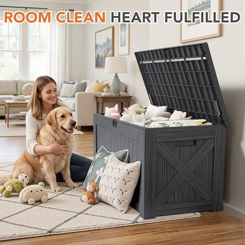 130 Gallon Deck Box Outdoor Indoor Waterproof Storage Box, Gray