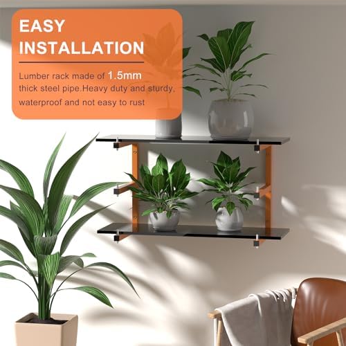 6 Pack Lumber Storage Rack, 9 Level Lumber Rack Wall-Mounted, 1980 lb