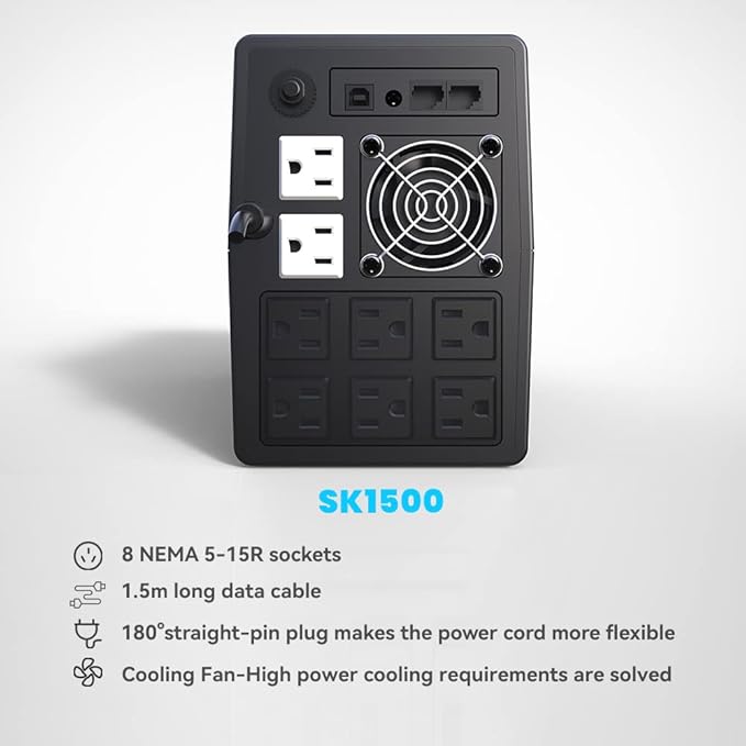 Ups Battery Backup and Surge Protector, Computer Uninterruptible Power Supply