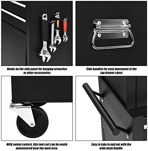S AFSTAR 6-Drawer Rolling Tool Chest, High Capacity Tool Storage Cabinet with Wheels and Locking System, Removable Toolbox Organizer with Sliding Drawers (Black)