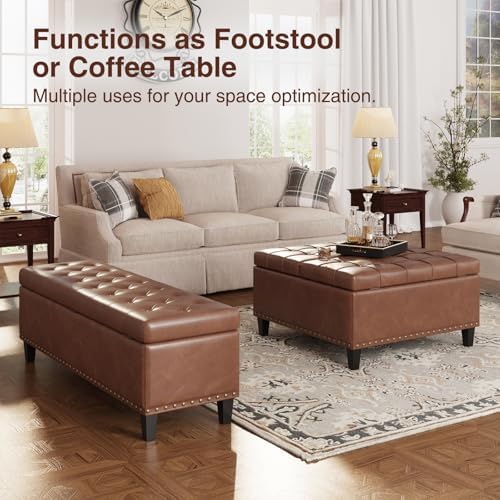 FiveWillowise 51 Inch Storage Ottoman Bench,Large End of Bed Storage Bench